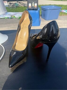 Christian Louboutin Black Patent Pointed-Toe Stiletto Pumps